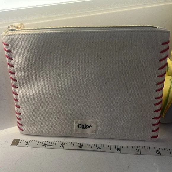 Chloe Canvas Cosmetic Makeup Clutch Pouch NIB - Picture 8 of 9